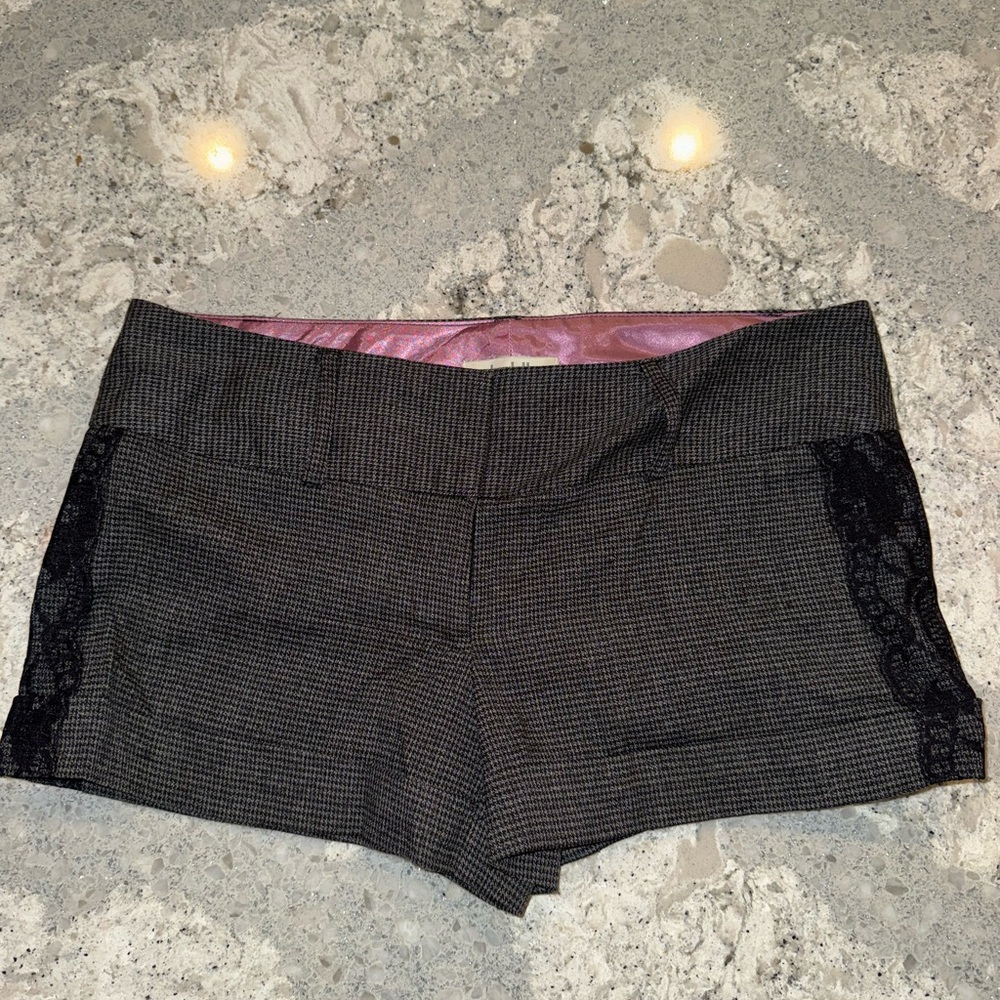 Women's Black Lace Trim Mini Shorts